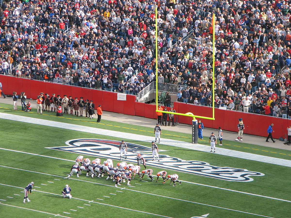 Teams lined up for an extra point attempt Teams lined up for an extra point attempt